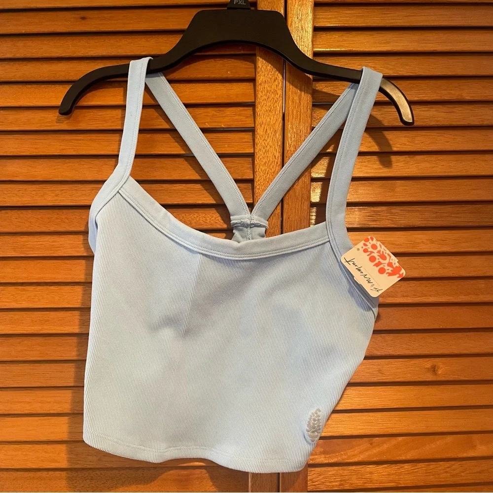 Free People Light Blue Ribbed Tank Top